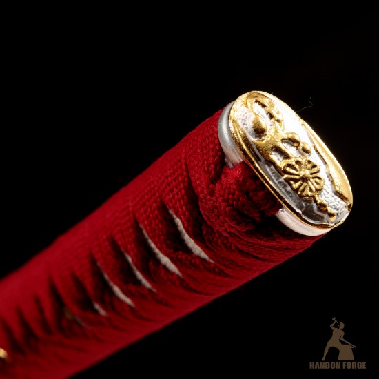 Premium T10 Shinogi-Zukuri Katana – Hand-Forged Japanese Sword, Custom Engravings, Red Tsuka-Ito