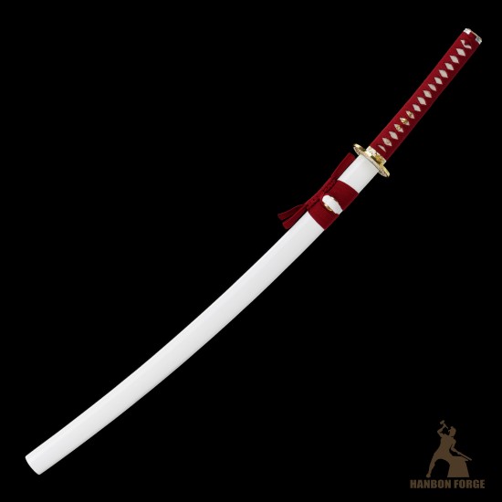 Premium T10 Shinogi-Zukuri Katana – Hand-Forged Japanese Sword, Custom Engravings, Red Tsuka-Ito