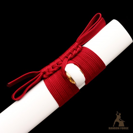 Premium T10 Shinogi-Zukuri Katana – Hand-Forged Japanese Sword, Custom Engravings, Red Tsuka-Ito