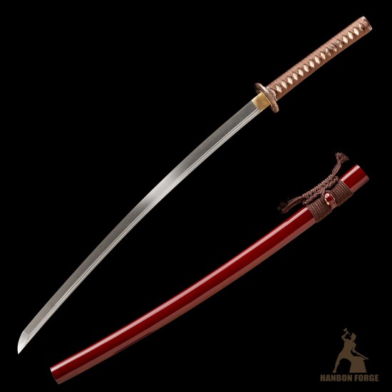Premium 1095 Folded Steel Shinogi-Zukuri Katana with Double Hi Groove – Mirror Polished Japanese Sword, Brown Tsuka-Ito, Custom Engravings Premium 1095 Folded Steel Shinogi-Zukuri Katana with Double Hi Groove – Mirror Polished Japanese Sword, Brown Tsuka-Ito, Custom Engravings