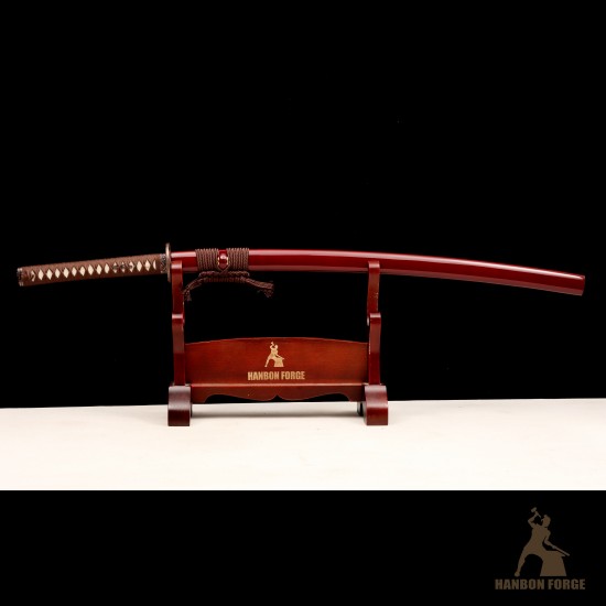 Premium 1095 Folded Steel Shinogi-Zukuri Katana with Double Hi Groove – Mirror Polished Japanese Sword, Brown Tsuka-Ito, Custom Engravings Premium 1095 Folded Steel Shinogi-Zukuri Katana with Double Hi Groove – Mirror Polished Japanese Sword, Brown Tsuka-Ito, Custom Engravings