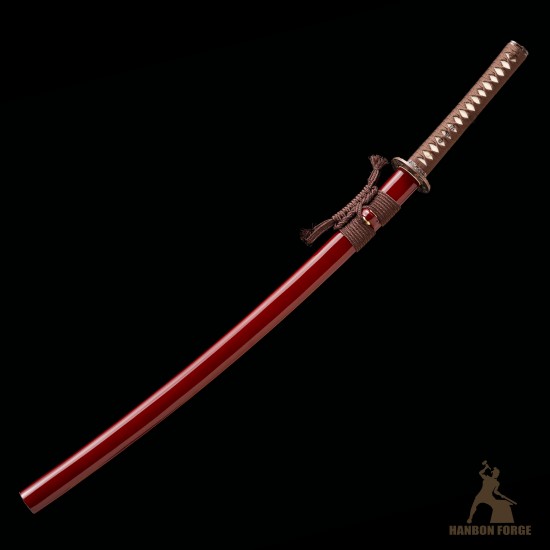 Premium 1095 Folded Steel Shinogi-Zukuri Katana with Double Hi Groove – Mirror Polished Japanese Sword, Brown Tsuka-Ito, Custom Engravings Premium 1095 Folded Steel Shinogi-Zukuri Katana with Double Hi Groove – Mirror Polished Japanese Sword, Brown Tsuka-Ito, Custom Engravings