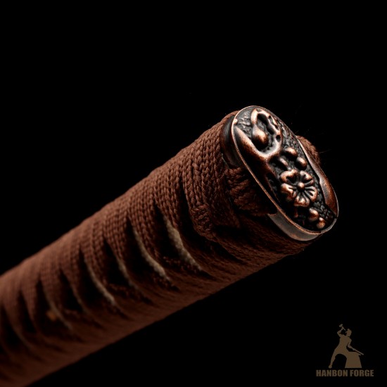 Premium 1095 Folded Steel Shinogi-Zukuri Katana with Double Hi Groove – Mirror Polished Japanese Sword, Brown Tsuka-Ito, Custom Engravings Premium 1095 Folded Steel Shinogi-Zukuri Katana with Double Hi Groove – Mirror Polished Japanese Sword, Brown Tsuka-Ito, Custom Engravings