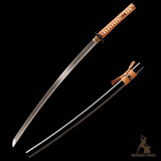 1095 Folded Steel Katana Sword | Shinogi-Zukuri Blade with Double Bohi & Carp Tsuba