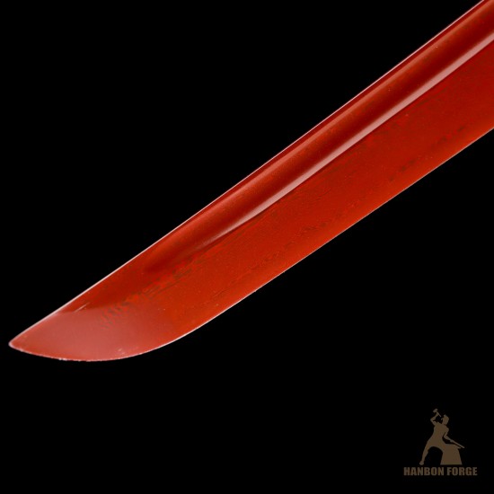 1095 Folded Steel Red Blade Katana with Tiger Tsuba 1095 Folded Steel Red Blade Katana with Tiger Tsuba