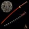 Handforged 1095 Folded Steel Red Blade Katana with Matte Black Saya
