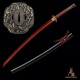 Handforged 1095 Folded Steel Red Blade Katana with Matte Black Saya Handforged 1095 Folded Steel Red Blade Katana with Matte Black Saya