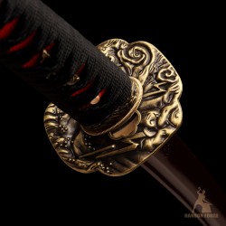 Handforged 1095 Folded Steel Red Blade Katana with Matte Black Saya