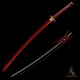 Handforged 1095 Folded Steel Red Blade Katana with Matte Black Saya Handforged 1095 Folded Steel Red Blade Katana with Matte Black Saya