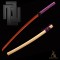 Handforged 1095 Folded Steel Red Blade Katana with Natural Wood Clear Lacquered Saya