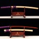 Handforged 1095 Folded Steel Red Blade Katana with Natural Wood Clear Lacquered Saya Handforged 1095 Folded Steel Red Blade Katana with Natural Wood Clear Lacquered Saya