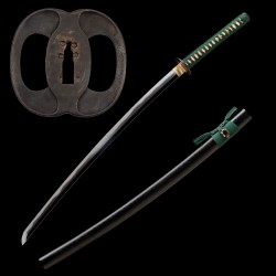 Handmade T10 Steel Katana with Genuine Notare Hamon and Brass Mushashi Fittings