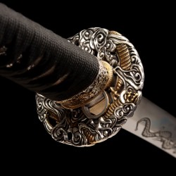 Hand Forged 1095 Folded Steel Katana with Genuine Gunome Hamon and Dragon Engraving – Handmade Japanese Samurai Sword