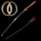 Hand Forged T10 Steel Katana with Genuine Midare Hamon, Gold Musashi Tsuba and Black Piano Finish Saya Hand Forged T10 Steel Katana with Genuine Midare Hamon, Gold Musashi Tsuba and Black Piano Finish Saya