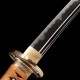 Hand Forged T10 Steel Katana with Genuine Midare Hamon, Gold Musashi Tsuba and Black Piano Finish Saya Hand Forged T10 Steel Katana with Genuine Midare Hamon, Gold Musashi Tsuba and Black Piano Finish Saya