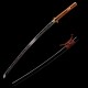 Hand Forged T10 Steel Katana with Genuine Midare Hamon, Gold Musashi Tsuba and Black Piano Finish Saya Hand Forged T10 Steel Katana with Genuine Midare Hamon, Gold Musashi Tsuba and Black Piano Finish Saya