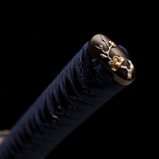 Hand Forged 1095 Folded Steel Katana with Genuine Gunome Hamon, Japanese Silk Ito and Mother-of-Pearl Red Lacquer Saya Hand Forged 1095 Folded Steel Katana with Genuine Gunome Hamon, Japanese Silk Ito and Mother-of-Pearl Red Lacquer Saya