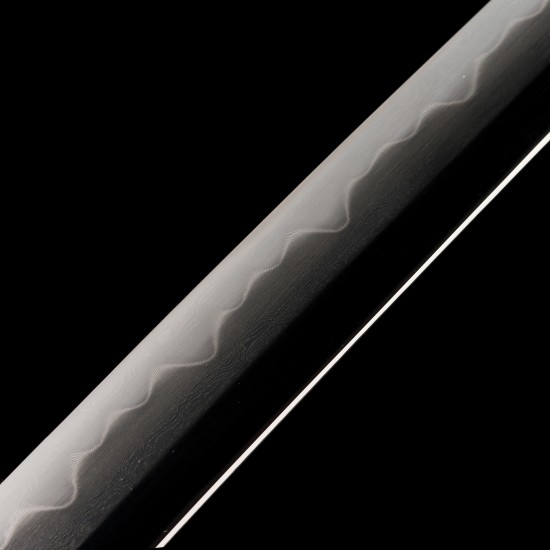 Hand Forged 1095 Folded Steel Katana with Genuine Gunome Hamon, Japanese Silk Ito and Mother-of-Pearl Red Lacquer Saya Hand Forged 1095 Folded Steel Katana with Genuine Gunome Hamon, Japanese Silk Ito and Mother-of-Pearl Red Lacquer Saya