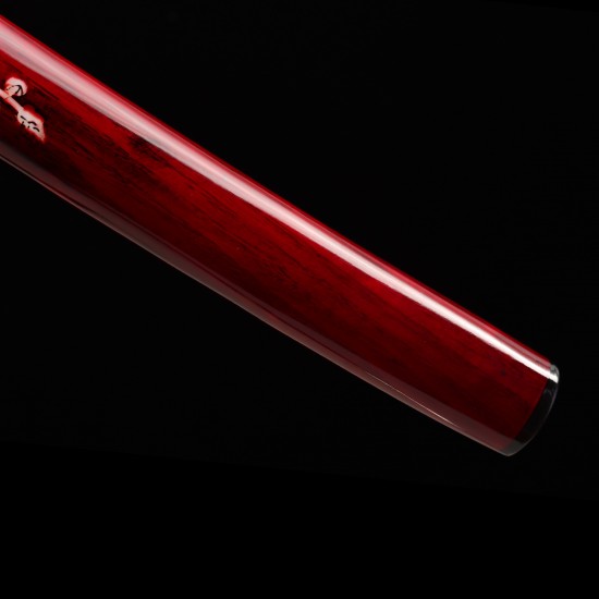 Hand Forged 1095 Folded Steel Katana with Genuine Gunome Hamon, Japanese Silk Ito and Mother-of-Pearl Red Lacquer Saya Hand Forged 1095 Folded Steel Katana with Genuine Gunome Hamon, Japanese Silk Ito and Mother-of-Pearl Red Lacquer Saya
