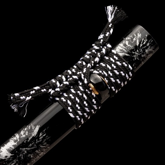 1095 Folded Steel Katana with Mirror Polished Blade and Dancing Crane & Butterfly Fittings