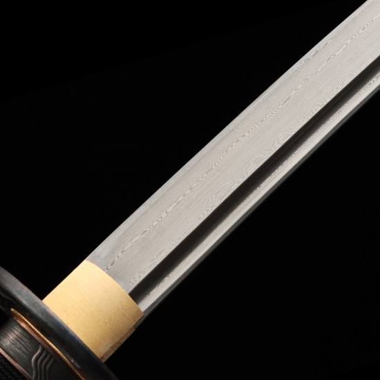1095 Folded Steel Katana with Mirror Polished Blade and Dancing Crane & Butterfly Fittings