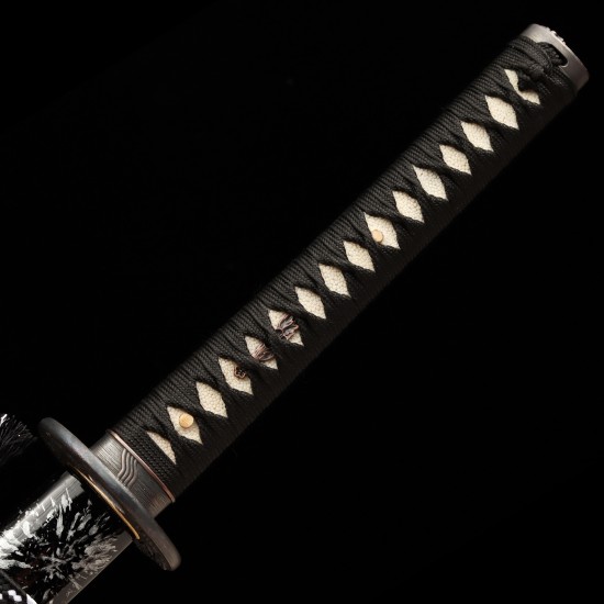1095 Folded Steel Katana with Mirror Polished Blade and Dancing Crane & Butterfly Fittings