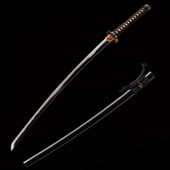 Hand Forged T10 Steel Katana with Genuine Notare Hamon and Coiled Snake Brass Fittings Hand Forged T10 Steel Katana with Genuine Notare Hamon and Coiled Snake Brass Fittings