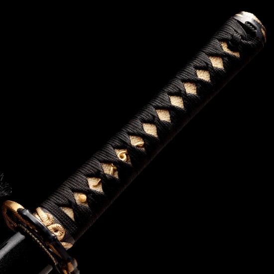 Hand Forged T10 Steel Katana with Genuine Notare Hamon and Coiled Snake Brass Fittings Hand Forged T10 Steel Katana with Genuine Notare Hamon and Coiled Snake Brass Fittings