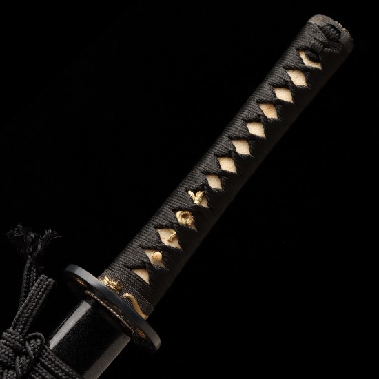 Hand Forged T10 Steel Katana with Genuine Notare Hamon and Gold Dragon Fittings | HanBon Forge Hand Forged T10 Steel Katana with Genuine Notare Hamon and Gold Dragon Fittings | HanBon Forge