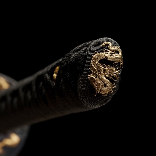 Hand Forged T10 Steel Katana with Genuine Notare Hamon and Gold Dragon Fittings | HanBon Forge Hand Forged T10 Steel Katana with Genuine Notare Hamon and Gold Dragon Fittings | HanBon Forge