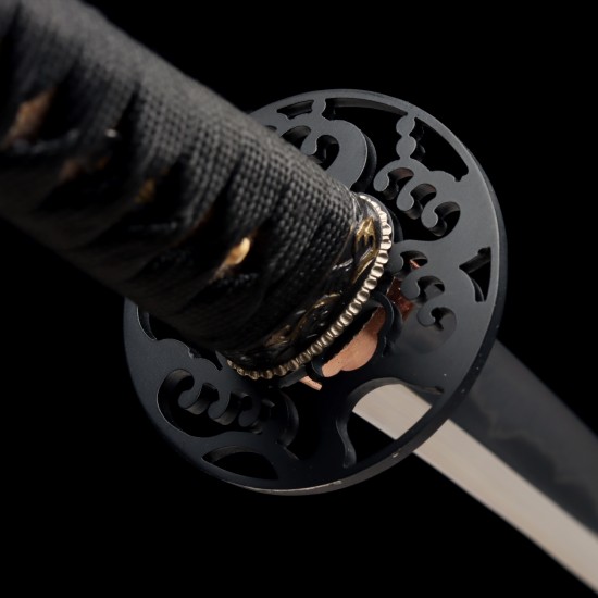 Hand-Forged T10 Steel Katana with Genuine Notare Hamon and Wave-Themed Fittings Hand-Forged T10 Steel Katana with Genuine Notare Hamon and Wave-Themed Fittings