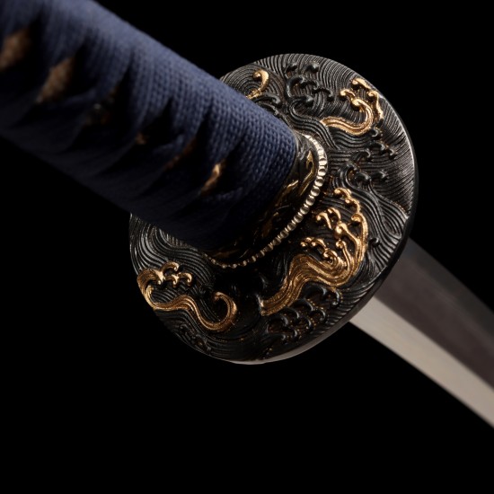Hand-Forged T10 Steel Katana with Genuine Notare Hamon & Nami Fittings Hand-Forged T10 Steel Katana with Genuine Notare Hamon & Nami Fittings