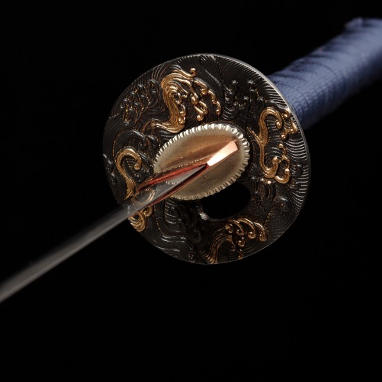 Hand-Forged T10 Steel Katana with Genuine Notare Hamon & Nami Fittings Hand-Forged T10 Steel Katana with Genuine Notare Hamon & Nami Fittings