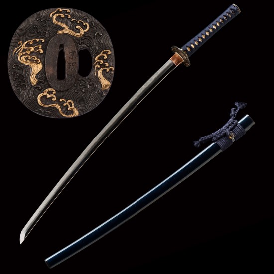 Hand-Forged T10 Steel Katana with Genuine Notare Hamon & Nami Fittings Hand-Forged T10 Steel Katana with Genuine Notare Hamon & Nami Fittings