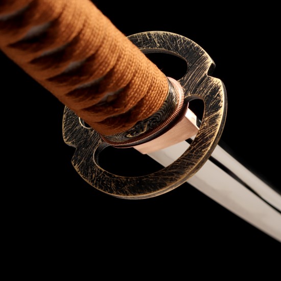 Hand-Forged T10 Steel Katana with Genuine Midare Hamon and Brass Musashi Fittings Hand-Forged T10 Steel Katana with Genuine Midare Hamon and Brass Musashi Fittings