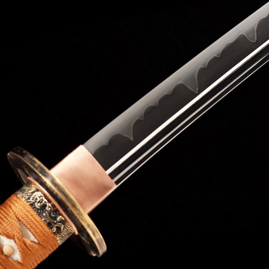 Hand-Forged T10 Steel Katana with Genuine Midare Hamon and Brass Musashi Fittings Hand-Forged T10 Steel Katana with Genuine Midare Hamon and Brass Musashi Fittings
