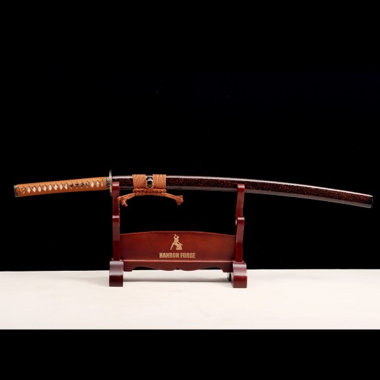 Hand-Forged T10 Steel Katana with Genuine Midare Hamon and Brass Musashi Fittings Hand-Forged T10 Steel Katana with Genuine Midare Hamon and Brass Musashi Fittings