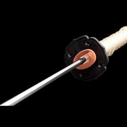 Hand-Forged T10 Steel Katana with Genuine Choji Hamon & Black Iron Mokkō Tsuba
