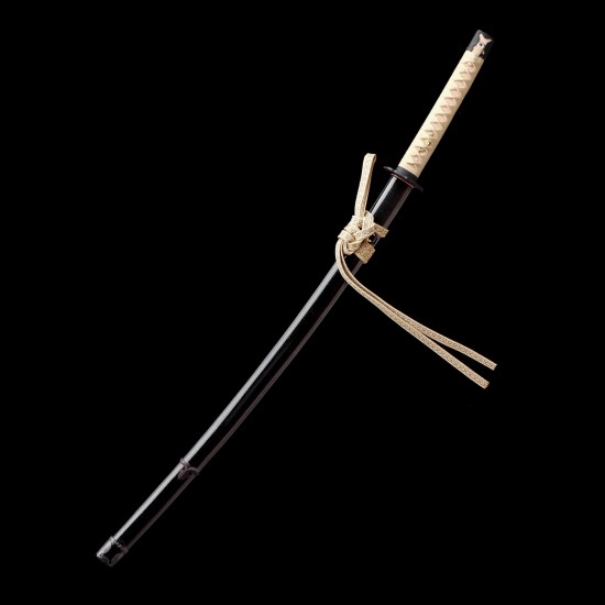Hand-Forged T10 Steel Katana with Genuine Choji Hamon & Black Iron Mokkō Tsuba
