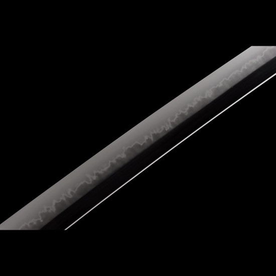 Hand-Forged T10 Steel Katana with Genuine Choji Hamon & Black Iron Mokkō Tsuba