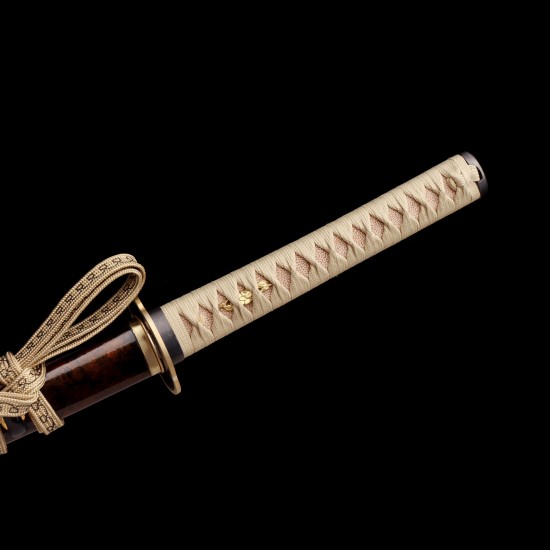 Hand-Forged T10 Steel Katana with Genuine Choji Hamon & Brass Mokkō Tsuba
