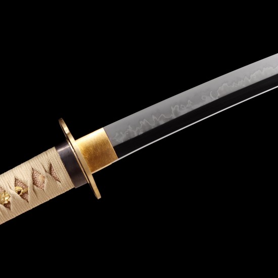 Hand-Forged T10 Steel Katana with Genuine Choji Hamon & Brass Mokkō Tsuba