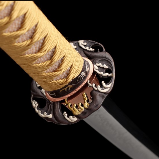 Hand-Forged T10 Katana with Genuine Choji Hamon and Japanese Silk Ito