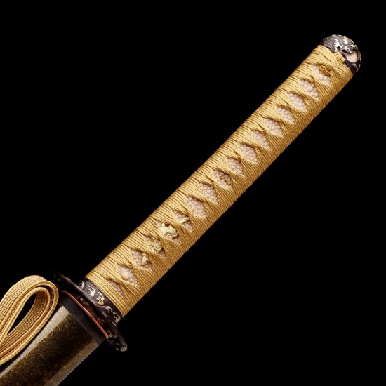 Hand-Forged T10 Katana with Genuine Choji Hamon and Japanese Silk Ito
