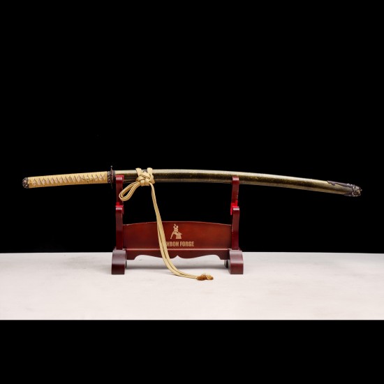 Hand-Forged T10 Katana with Genuine Choji Hamon and Japanese Silk Ito