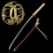 Hand Forged T10 Katana with Genuine Choji Hamon and Gold Wave Fittings
