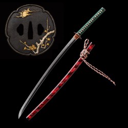 Hand Forged T10 Katana with Genuine Choji Hamon and Plum Blossom Fittings