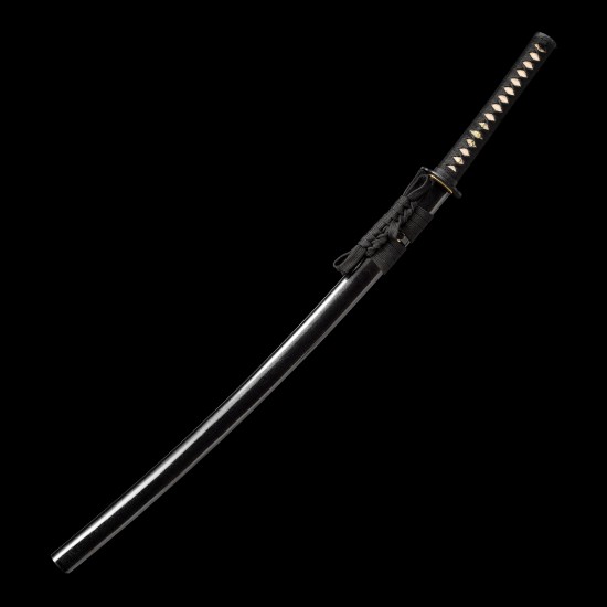 Karakusa Floral Scroll Katana – Hand Forged T10 Steel, Genuine Notare Hamon & Black Iron Fittings