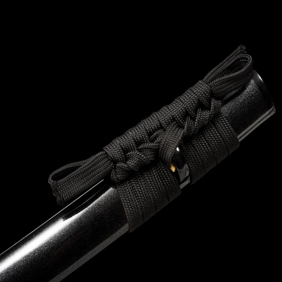 Karakusa Floral Scroll Katana – Hand Forged T10 Steel, Genuine Notare Hamon & Black Iron Fittings