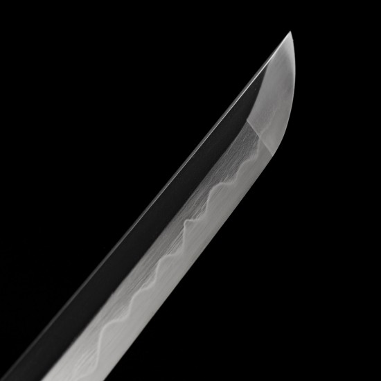 Karakusa Floral Scroll Katana – Hand Forged T10 Steel, Genuine Notare Hamon & Black Iron Fittings